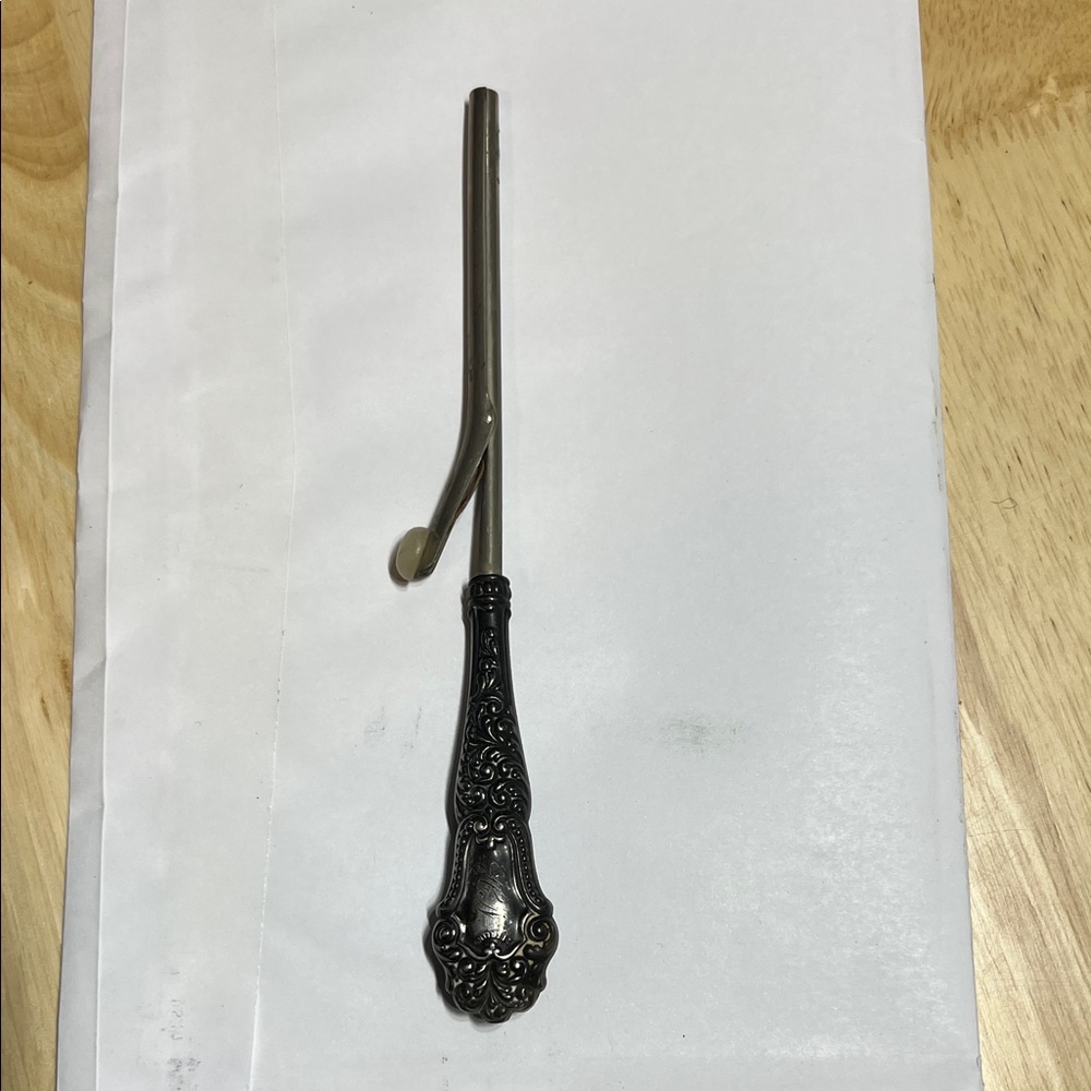 Antique sterling Silver Ornate Handle Curling Iron with Vintage Curler Clip.
